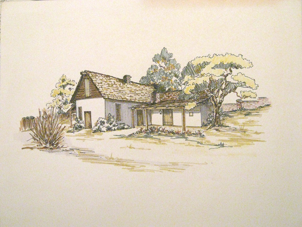 Painting of Michael White Adobe by Pat Connell. Courtesy of the San Marino Historical Society